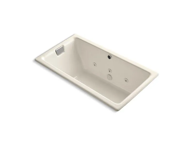 KOHLER K-856-HE-0 Tea-for-Two 66" x 36" drop-in whirlpool with reversible drain, custom pump location and heater without trim