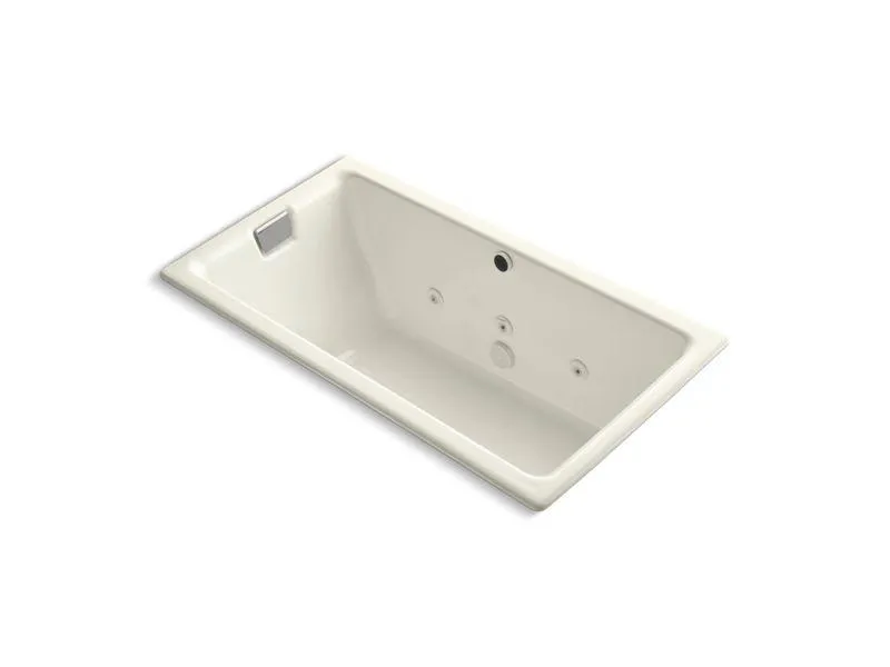 KOHLER K-856-HE-0 Tea-for-Two 66" x 36" drop-in whirlpool with reversible drain, custom pump location and heater without trim