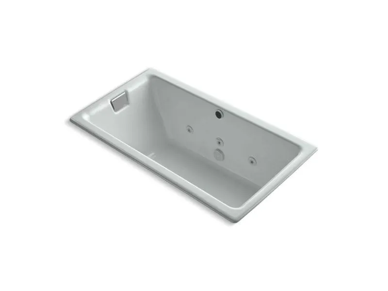 KOHLER K-856-HE-0 Tea-for-Two 66" x 36" drop-in whirlpool with reversible drain, custom pump location and heater without trim