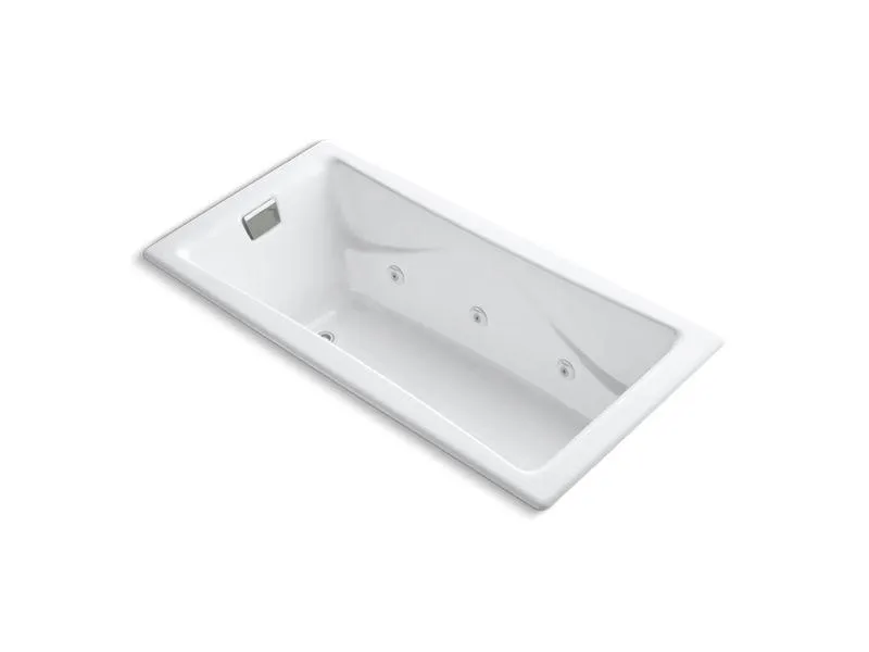 KOHLER K-865-H2-0 Tea-for-Two 72" x 36" drop-in whirlpool with reversible drain and heater without trim