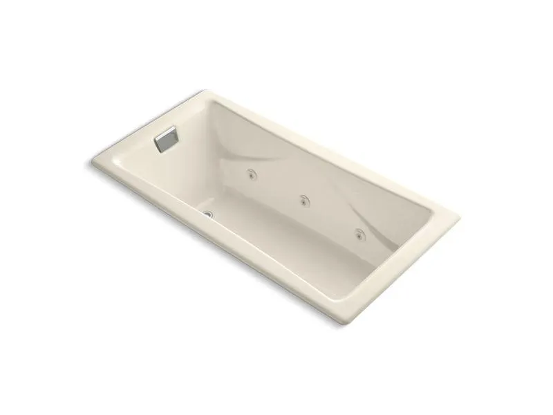 KOHLER K-865-H2-0 Tea-for-Two 72" x 36" drop-in whirlpool with reversible drain and heater without trim