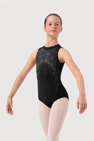 L54185G - Bloch Printed Lace Girls High Neck Tank Leotard