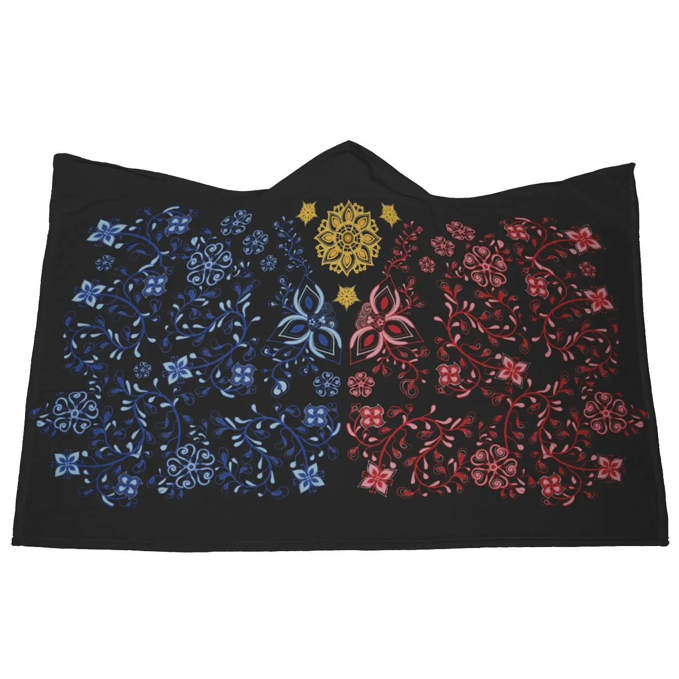 La Pinay Philippines floral design Black - Hooded Blanket
