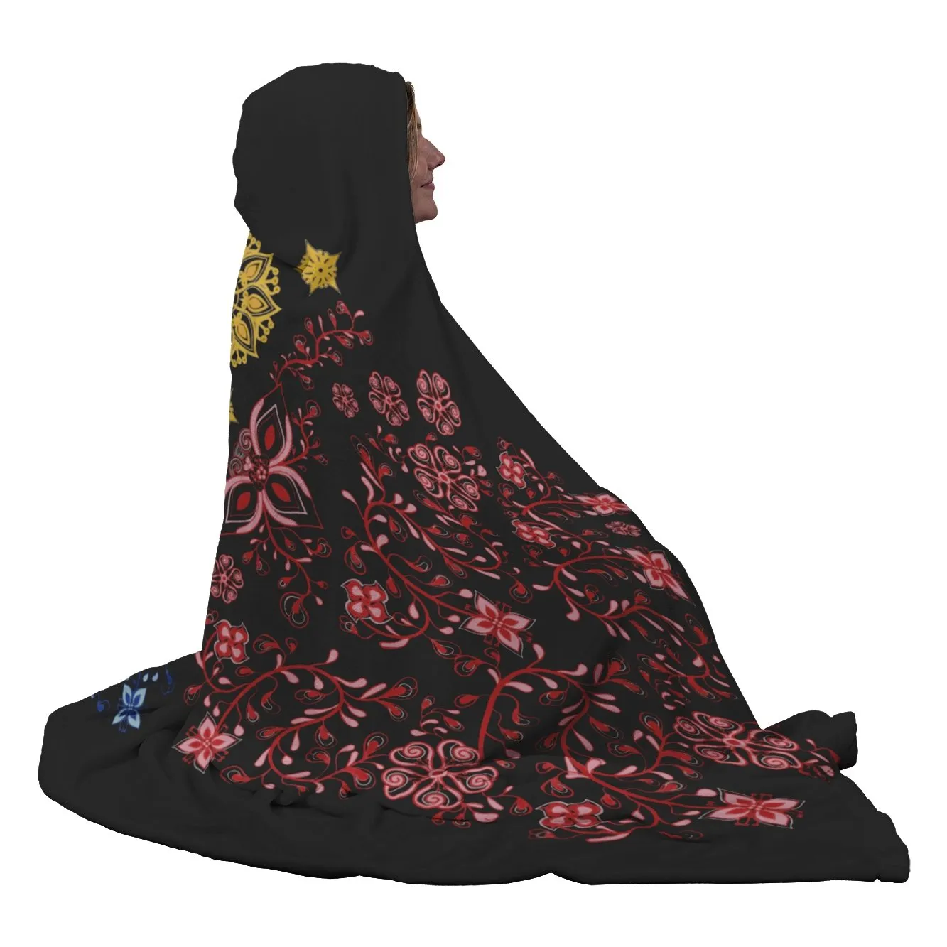 La Pinay Philippines floral design Black - Hooded Blanket