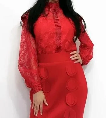 Lace Rhinestone Embellished Top