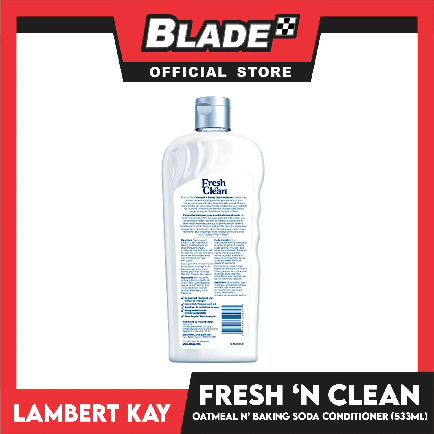 Lambert Kay Fresh 'N Clean 2-in-1 Oatmeal and Baking Soda Conditioner for Dogs 18oz (Tropical Fresh)