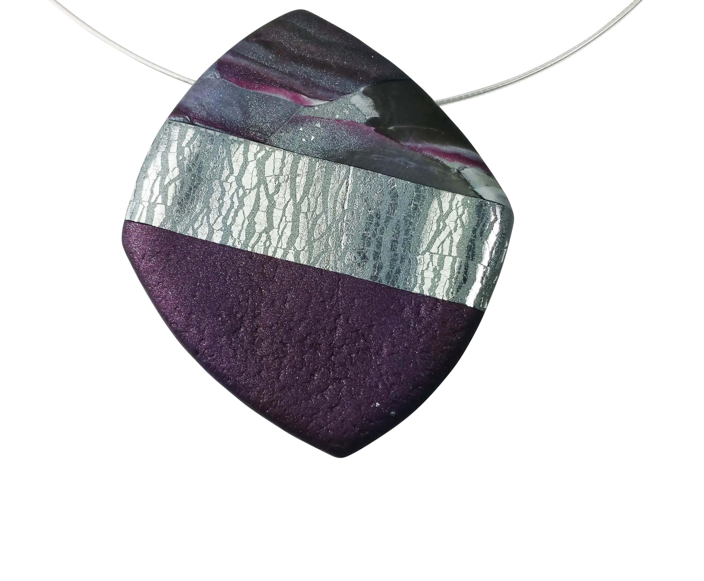 Large Angled Square Pendant - Marbled - Burgundy