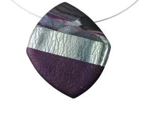 Large Angled Square Pendant - Marbled - Burgundy