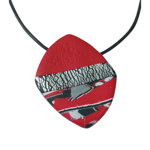 Large Angled Square Pendant - Marbled - Scarlett