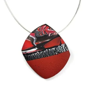 Large Angled Square Pendant - Marbled - Scarlett
