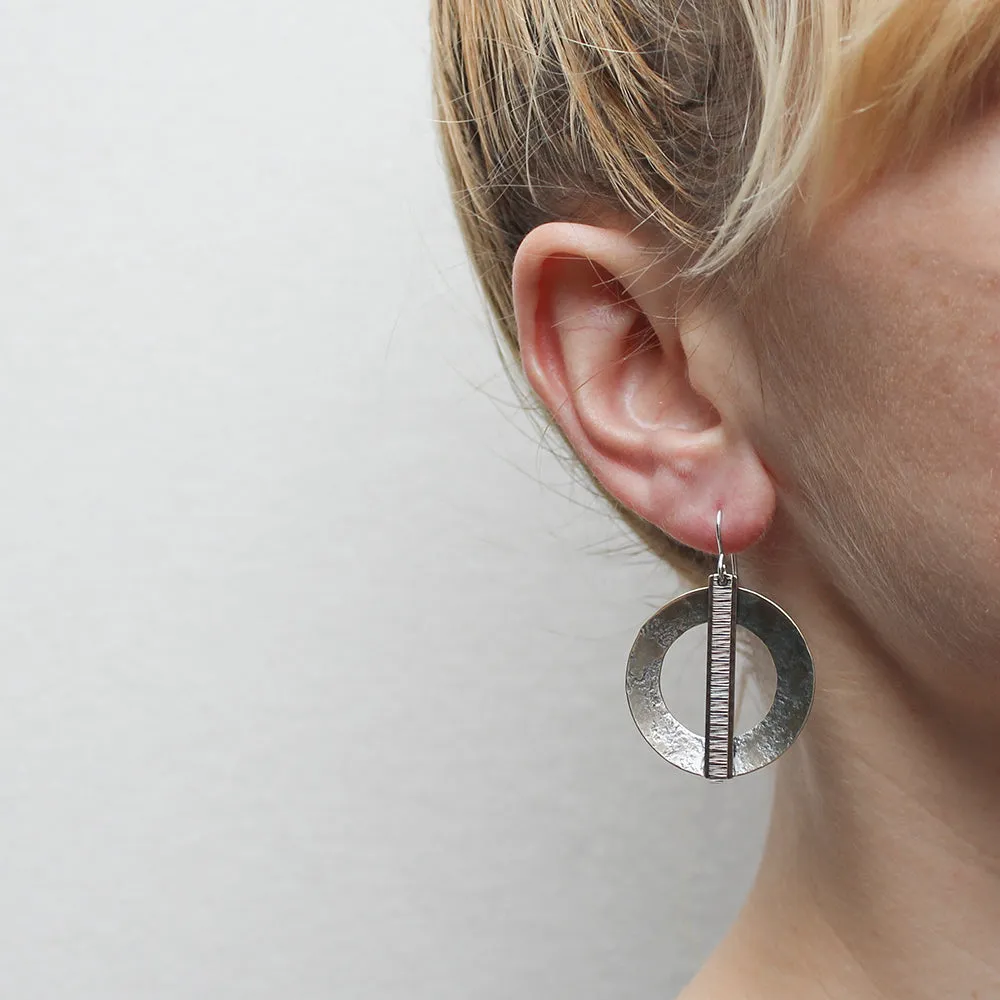 Large Ring with Patterned Rectangle Wire Earring