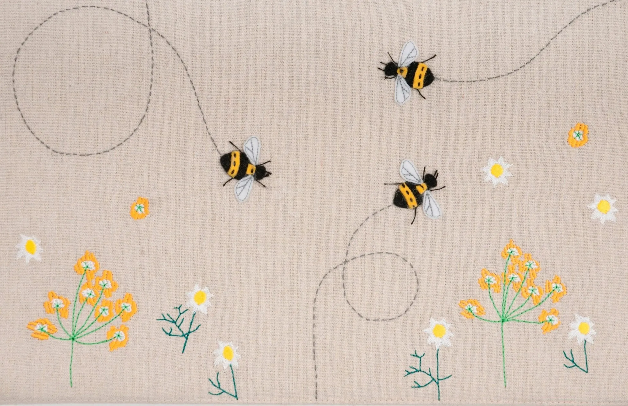 Large Sewing Box | Hobby Gift | Wicker Basket Appliqué Linen Bee