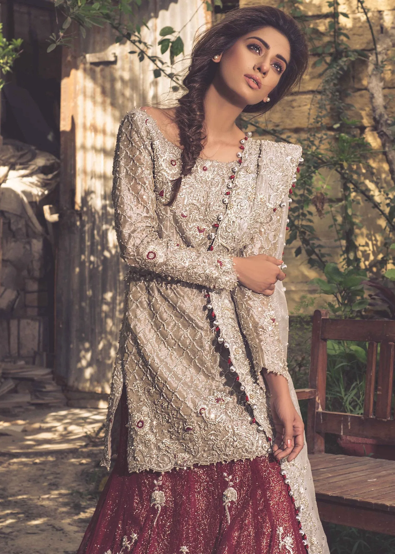 Latest Pakistani Bridal Net Lehnga for Wedding #J5166