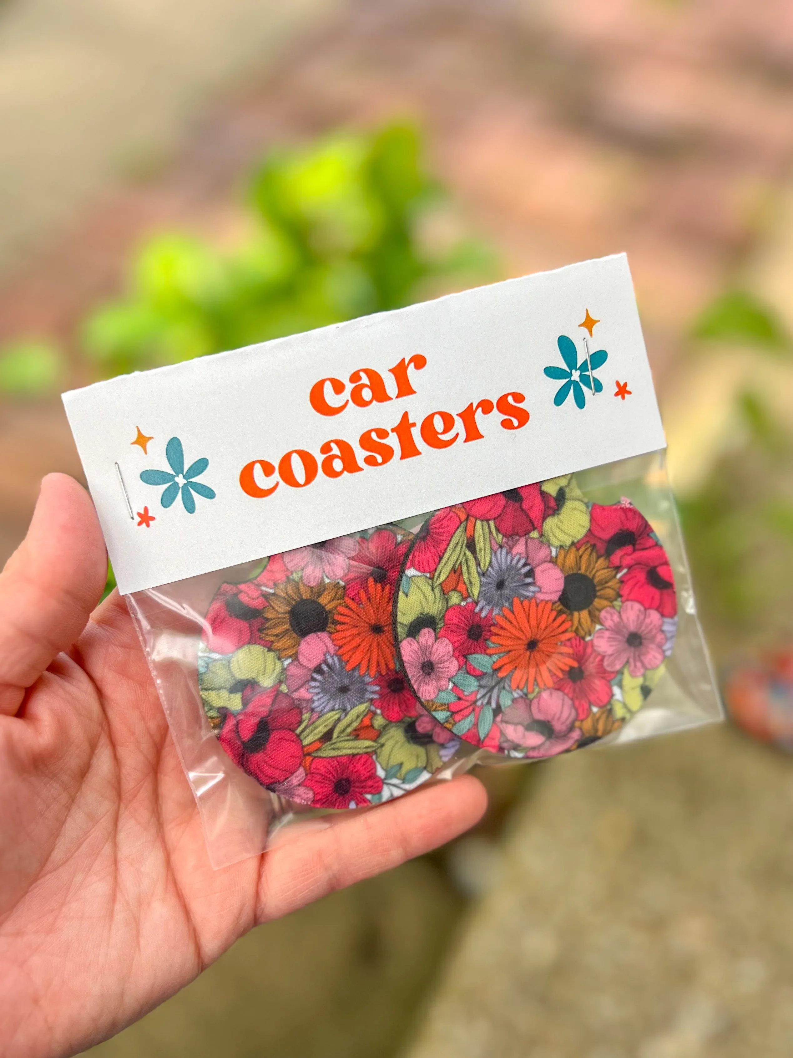 Lavender Checkered Car Coasters