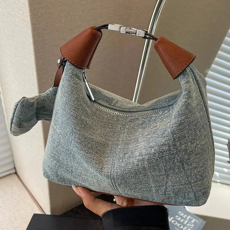Leather Accents Handmade Denim Bag