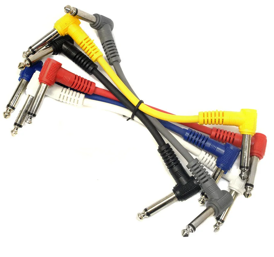 Leem 6" FX-Pedal Patch Cables 6pk (1/4" Right-Angled Plug - 1/4" Right-Angled Plug)