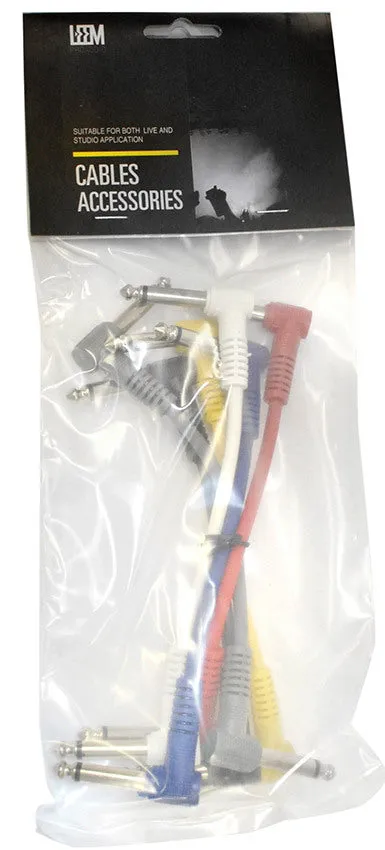 Leem 6" FX-Pedal Patch Cables 6pk (1/4" Right-Angled Plug - 1/4" Right-Angled Plug)