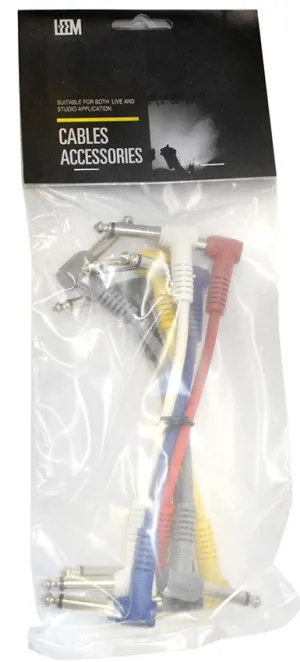 Leem 6" FX-Pedal Patch Cables 6pk (1/4" Right-Angled Plug - 1/4" Right-Angled Plug)