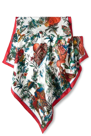 Lenço Toile de Jouy em twill de seda | 90x90cm