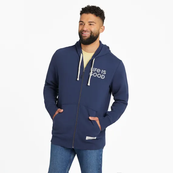 Life is Good Men's LIG Wordmark Stack Simply True Fleece Zip Hoodie