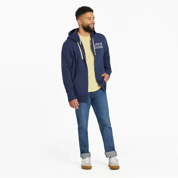 Life is Good Men's LIG Wordmark Stack Simply True Fleece Zip Hoodie