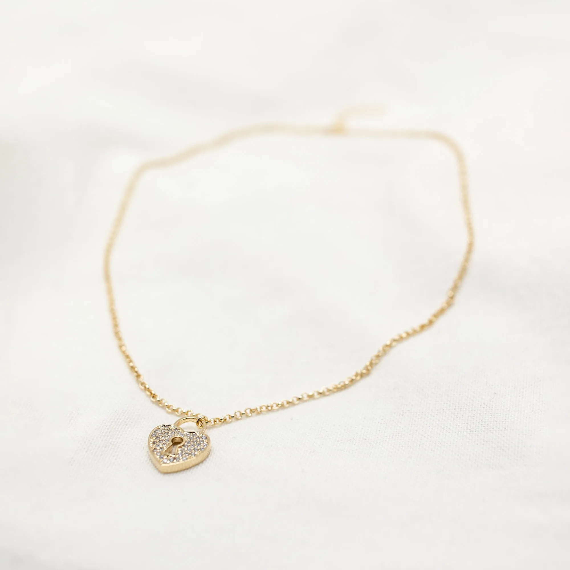 Lock Up Rhinestone Necklace