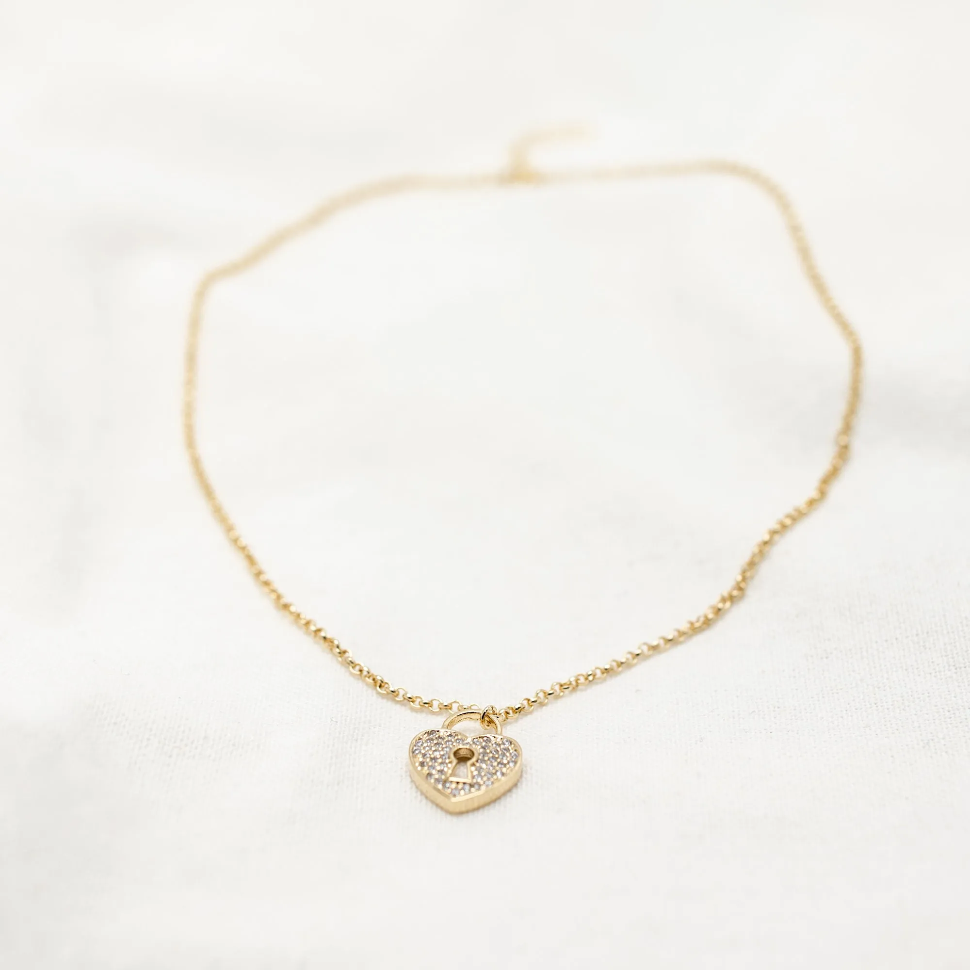 Lock Up Rhinestone Necklace