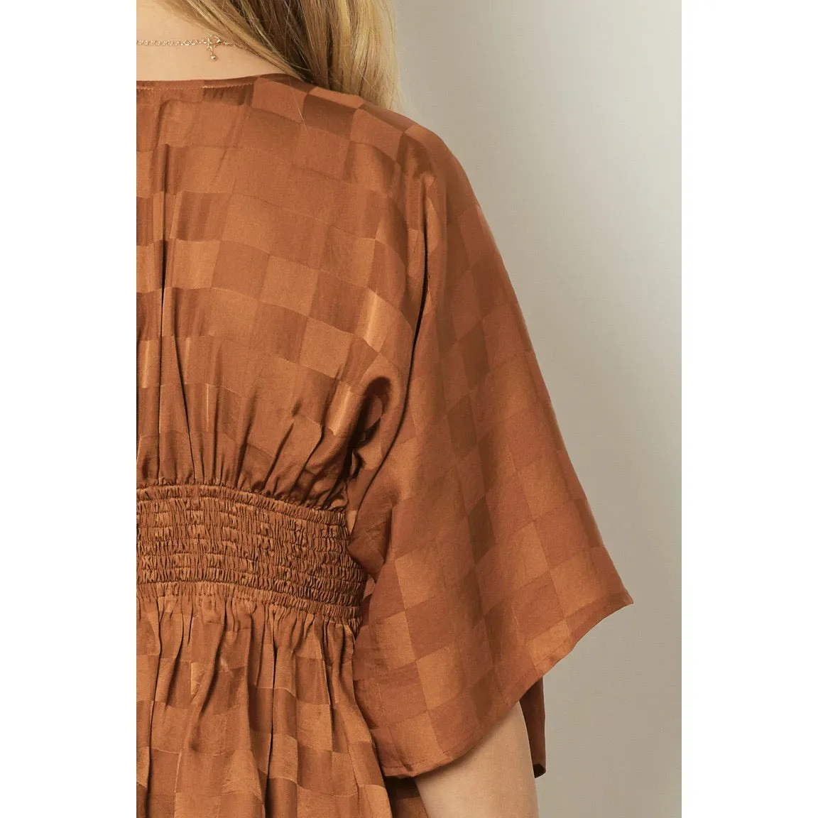 Looking Cute Checkered Top in Brown