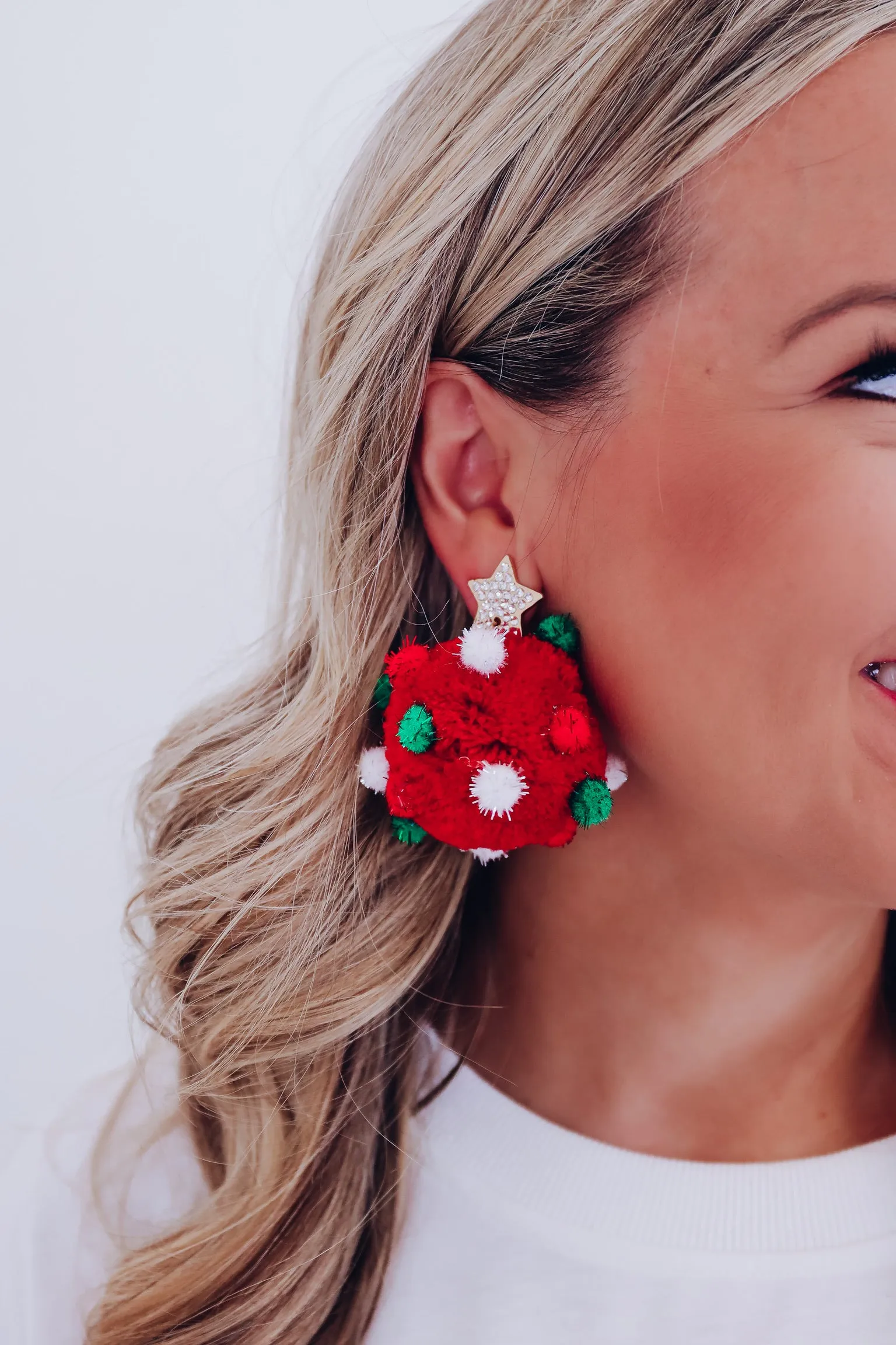 Lou Who Adorned Pom Star Earrings - Red