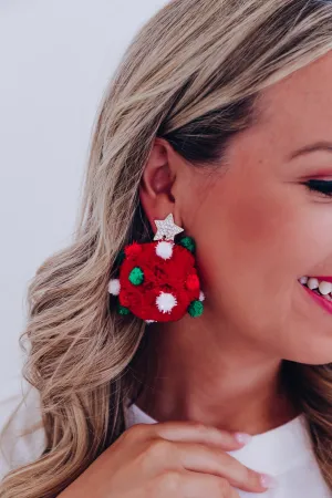 Lou Who Adorned Pom Star Earrings - Red