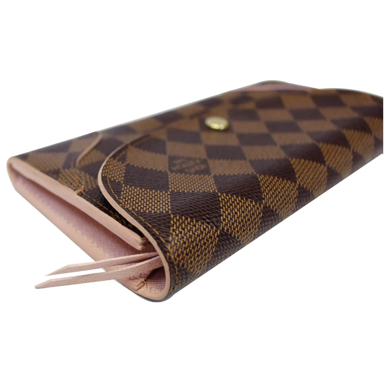 LOUIS VUITTON Caissa Damier Ebene Wallet Rose Ballerine