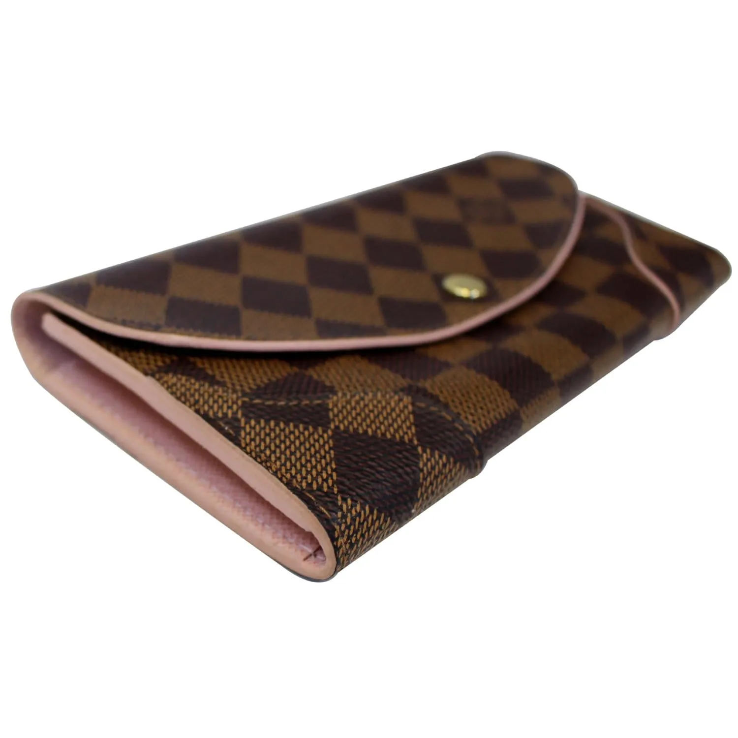 LOUIS VUITTON Caissa Damier Ebene Wallet Rose Ballerine
