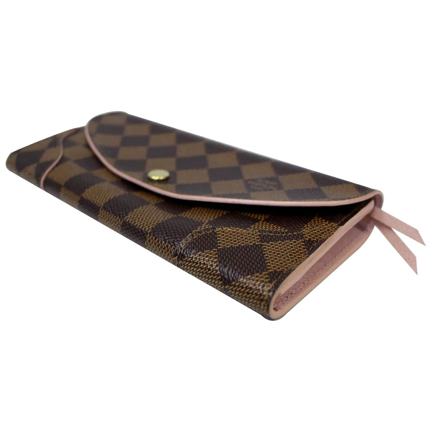 LOUIS VUITTON Caissa Damier Ebene Wallet Rose Ballerine