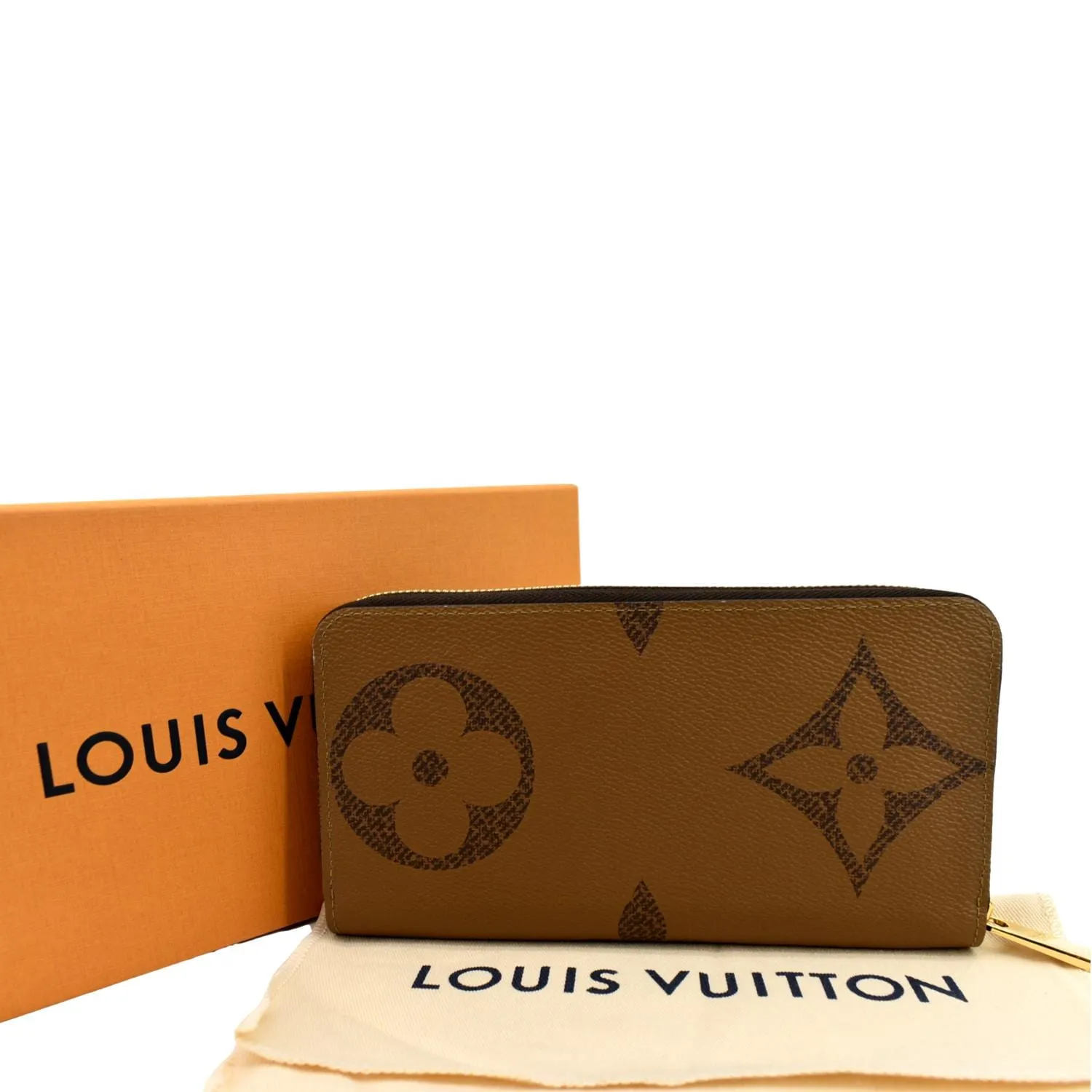 LOUIS VUITTON Giant Monogram Reverse Zippy Wallet Brown