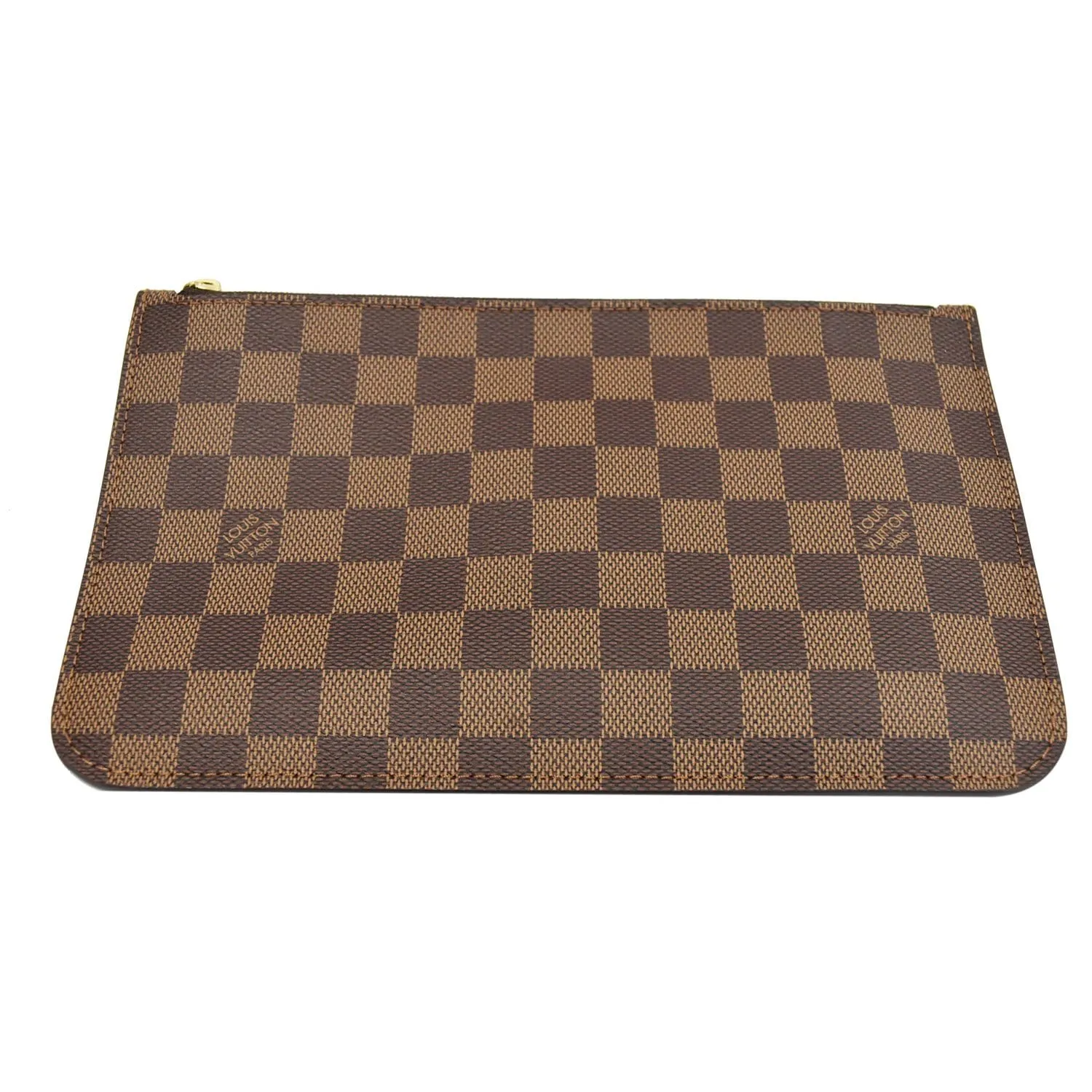 LOUIS VUITTON Neverfull MM Damier Ebene Pochette Wristlet Pouch Brown