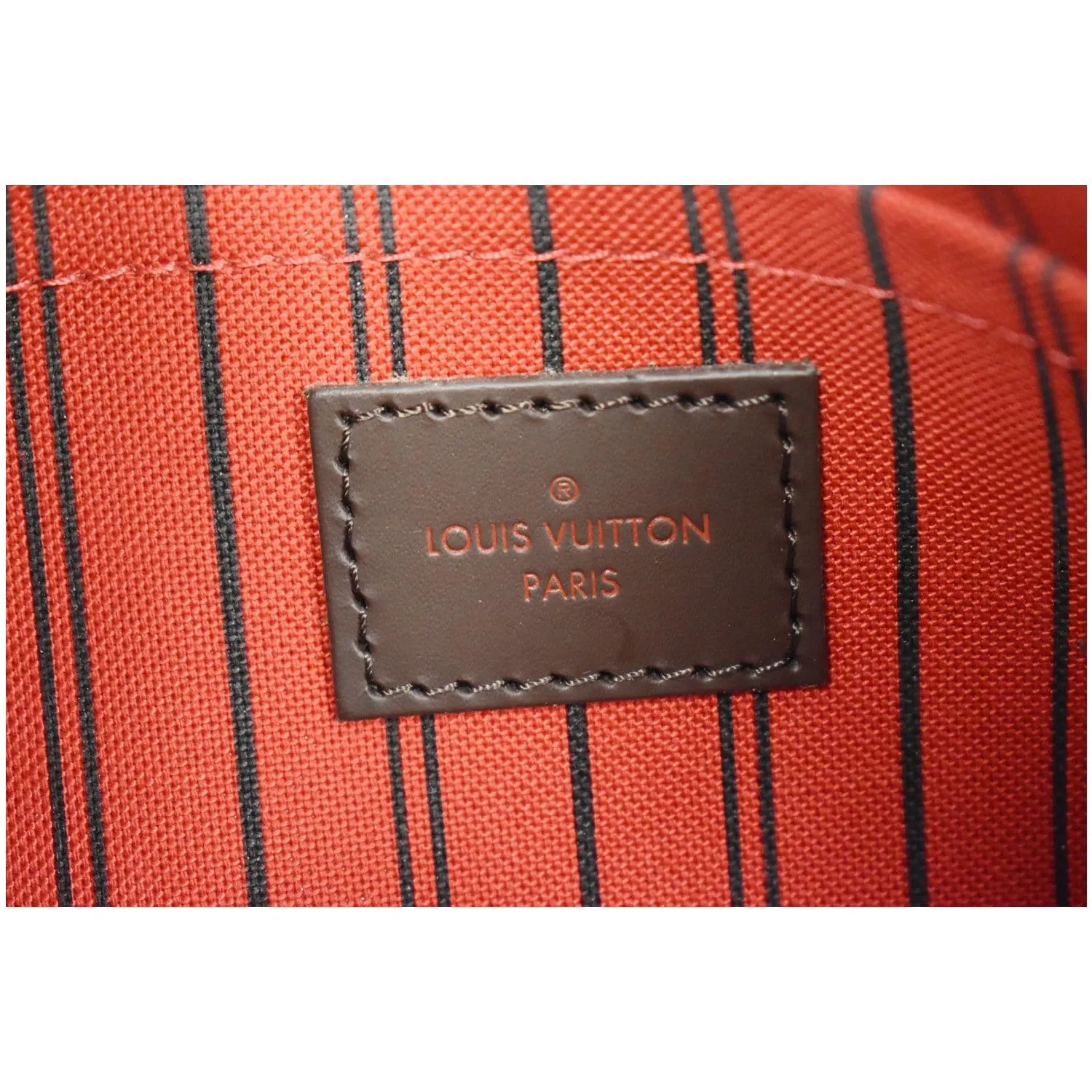 LOUIS VUITTON Neverfull MM Damier Ebene Pochette Wristlet Pouch Brown