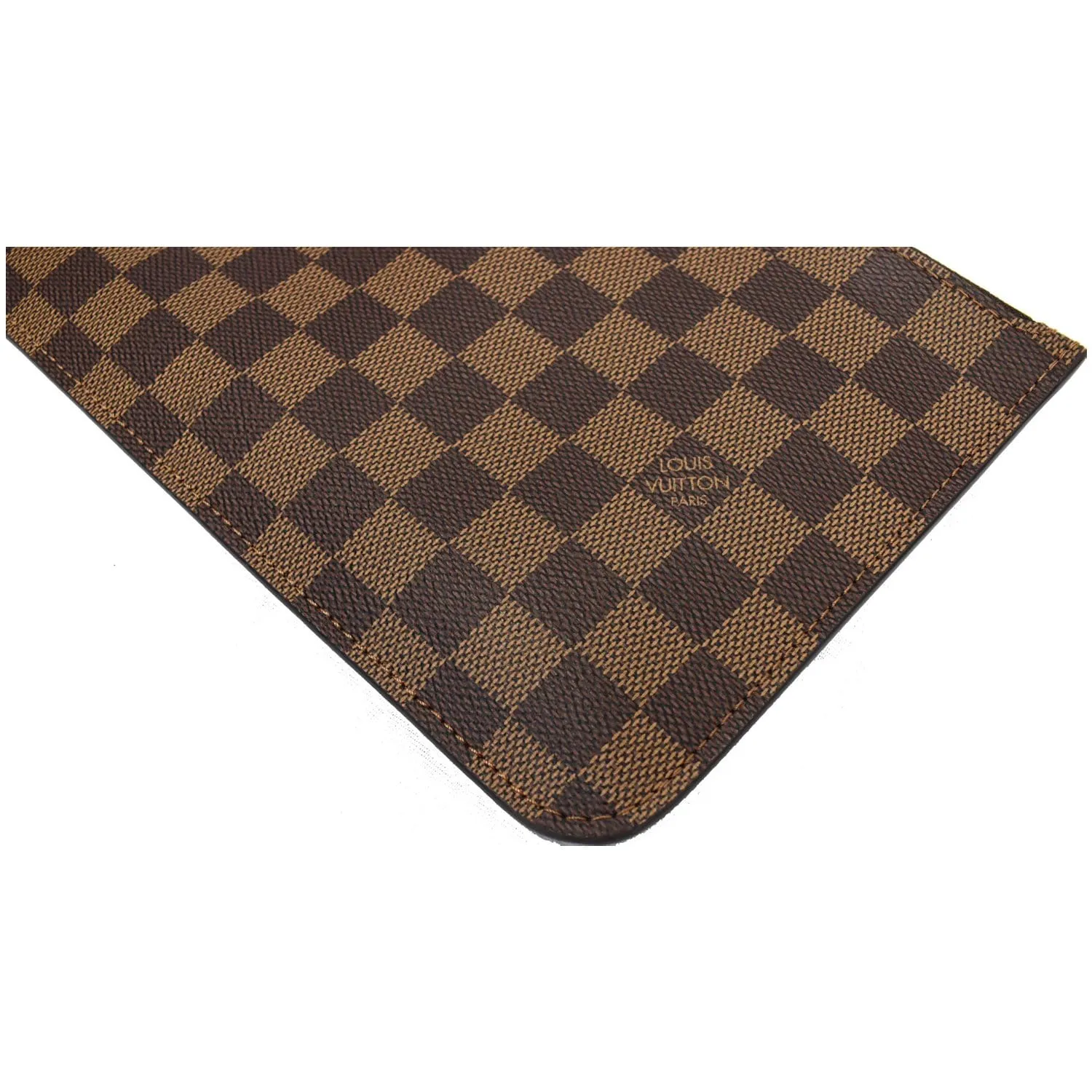 LOUIS VUITTON Neverfull MM Damier Ebene Pochette Wristlet Pouch Brown