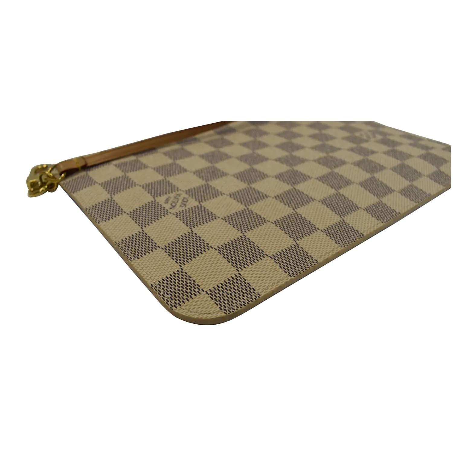 LOUIS VUITTON Pochette Wristlet Pouch Damier Azur Neverfull MM White