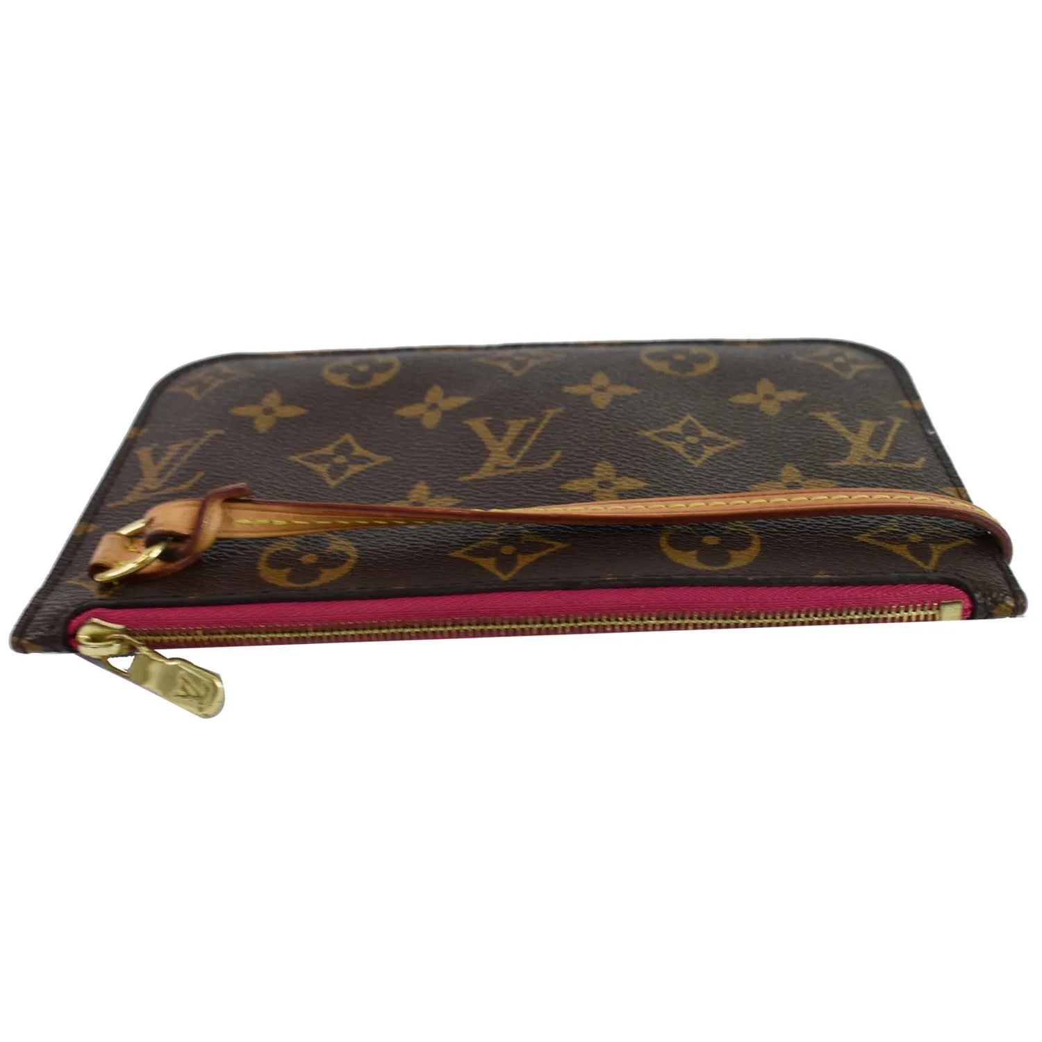 LOUIS VUITTON Pochette Wristlet Pouch Monogram Canvas Neverfull PM Brown