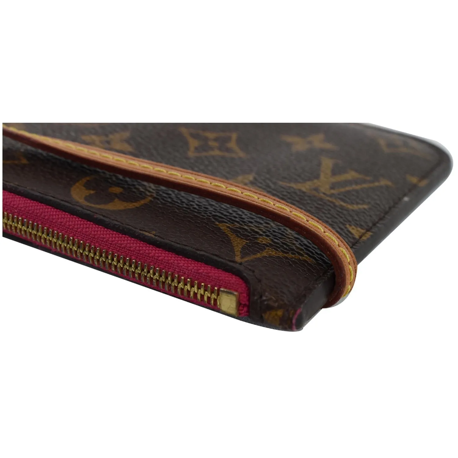 LOUIS VUITTON Pochette Wristlet Pouch Monogram Canvas Neverfull PM Brown