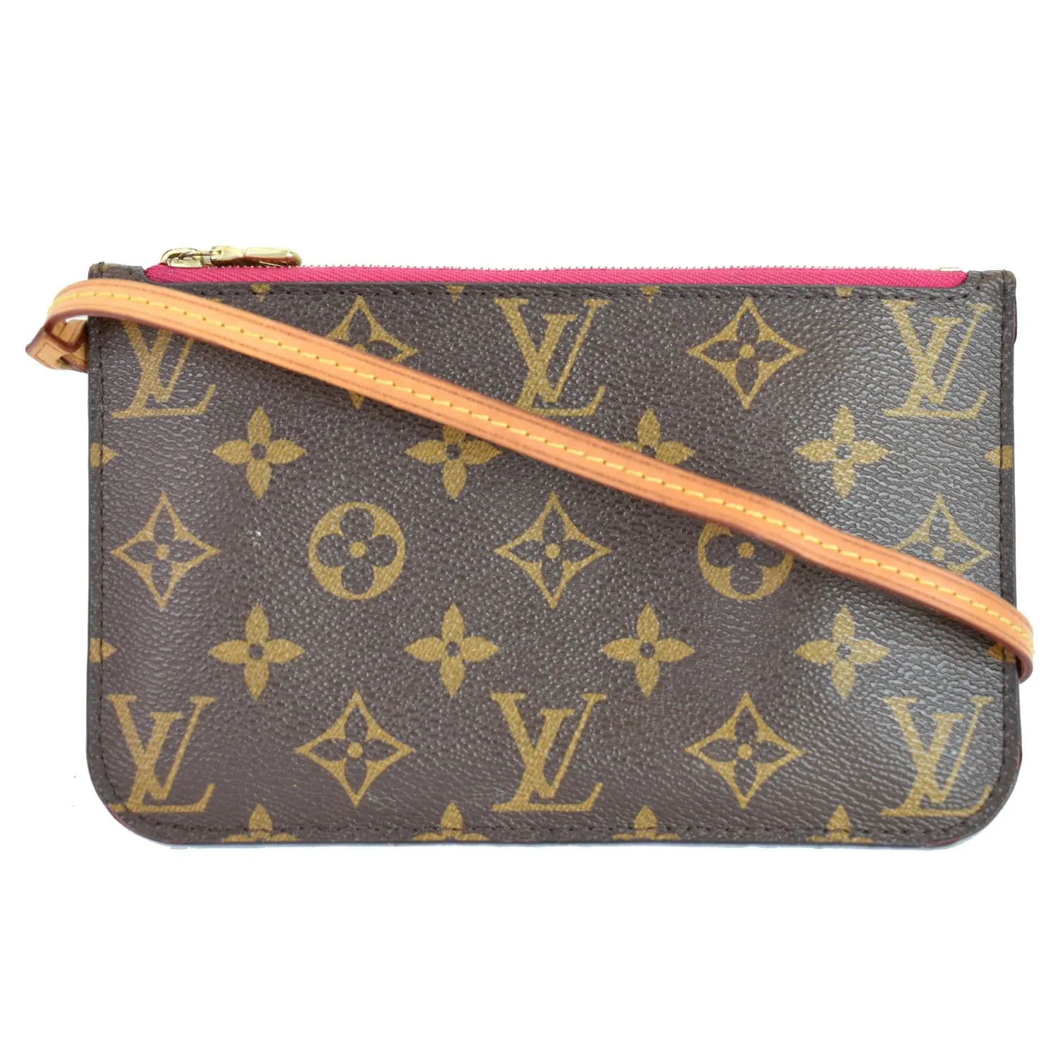 LOUIS VUITTON Pochette Wristlet Pouch Monogram Canvas Neverfull PM Brown