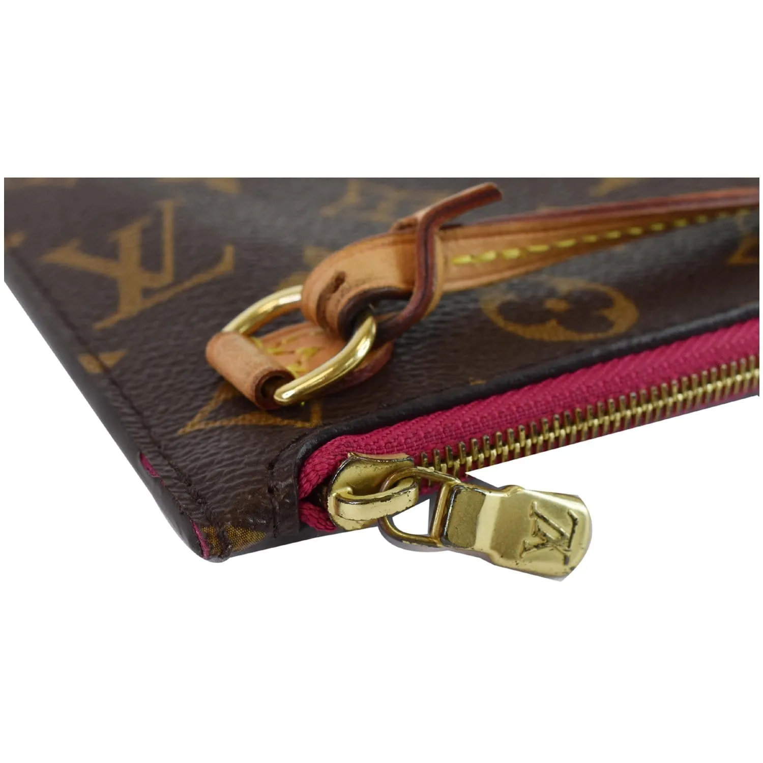 LOUIS VUITTON Pochette Wristlet Pouch Monogram Canvas Neverfull PM Brown
