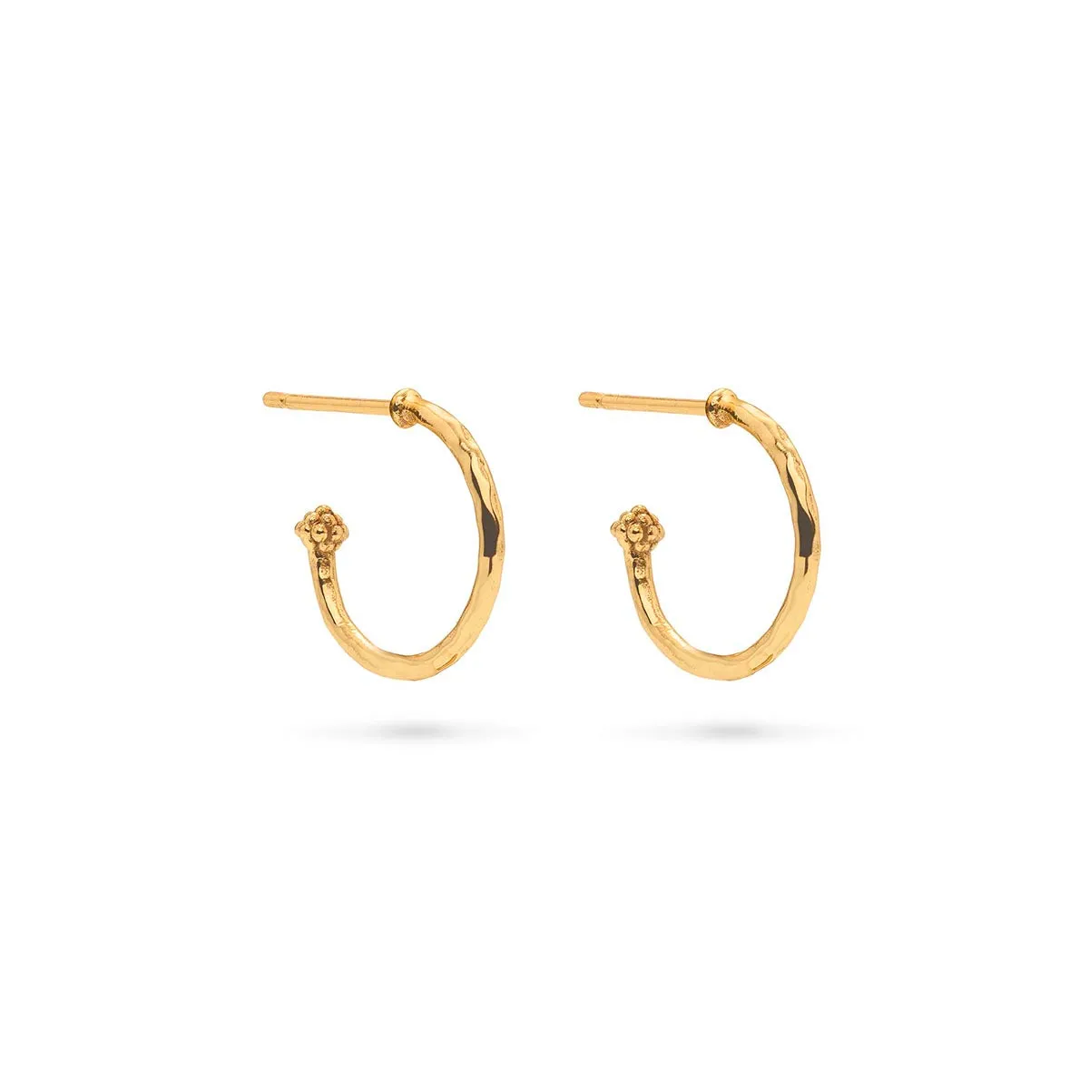 Love Hoop Earrings with Heart Charm - Gold