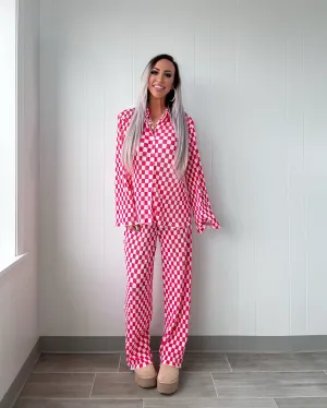 Love Lullabies Checkered Pajama Set - Pink