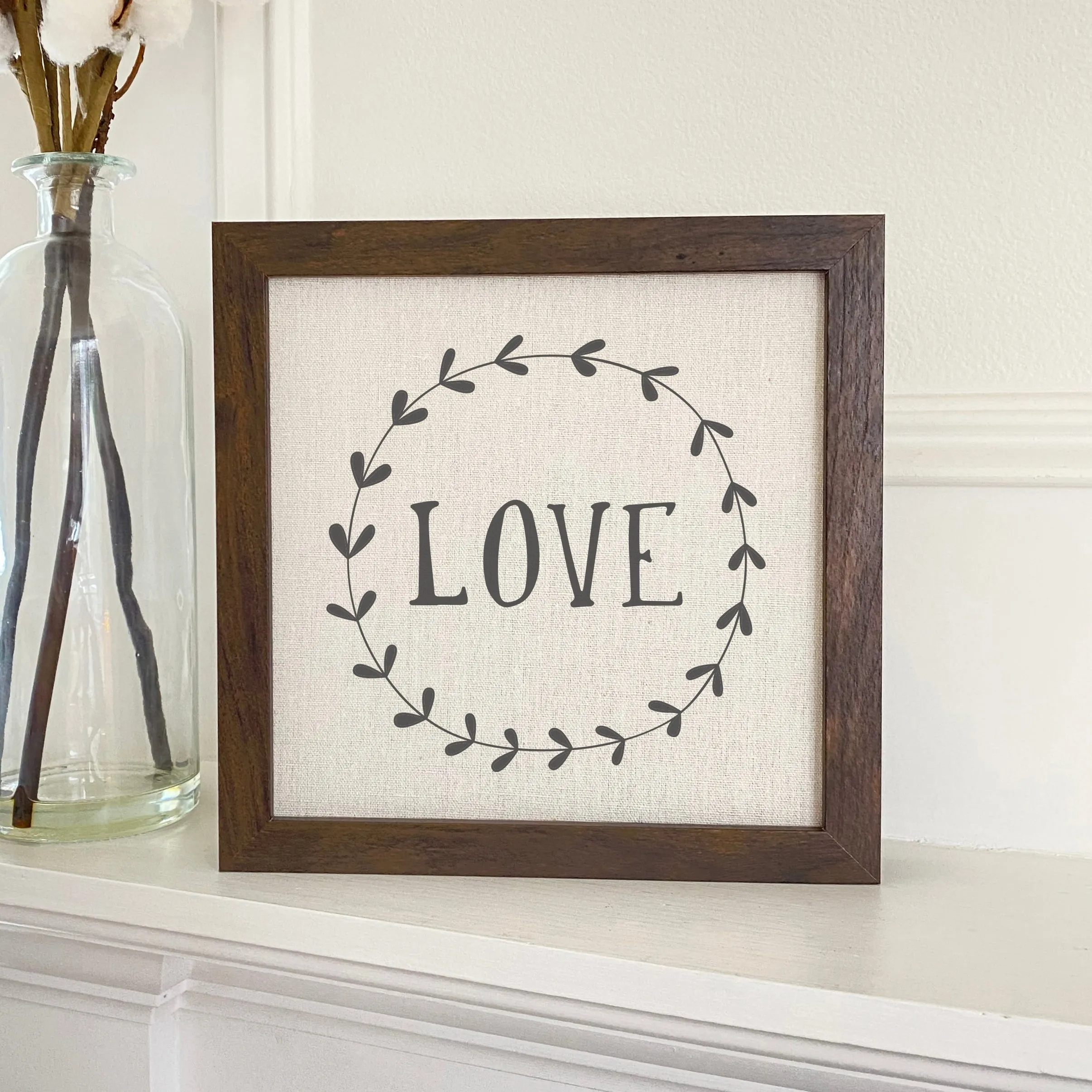Love Simple Wreath - Framed Sign