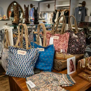 M.A.B.E Blockprint & Jute Tote in Multi