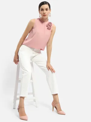 Madame Applique Adorned Pink Shimmer Top