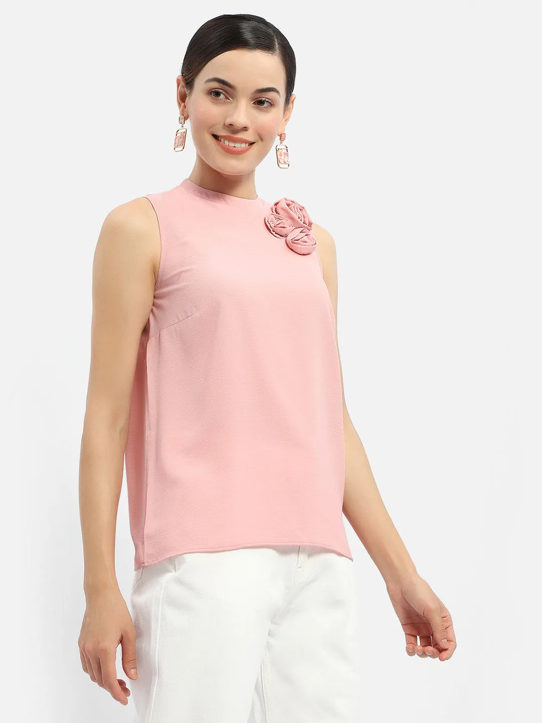 Madame Applique Adorned Pink Shimmer Top