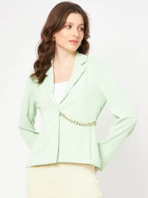 Madame Chain Adorned Mint Green Blazer