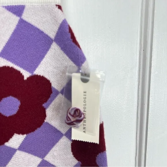 Maeve by Anthropologie NWT sweater floral mod checkered skirt